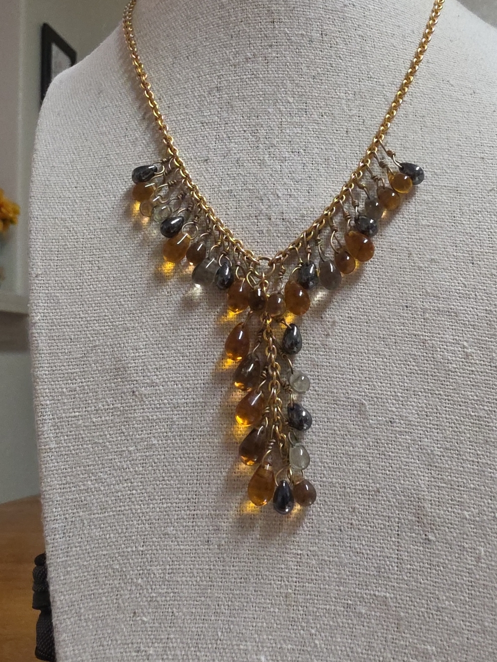 Vintage Napier Y Briolette Dangle Necklace